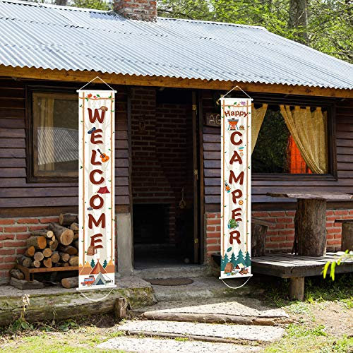 Camping Party Banner & Schild - Willkommensbanner für Motto Geburtstagsfeier & Babyparty Dekorationen