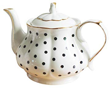 Teiera in ceramica fatta a mano in stile europeo a forma di zucca, stile vintage One Size Polka Dots