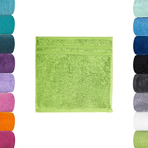 Lavea Bali Terry Towelling Series 100% Organic Cotton GOTS Towels, Cotton, apple green, 2 x 30 x 30 cm