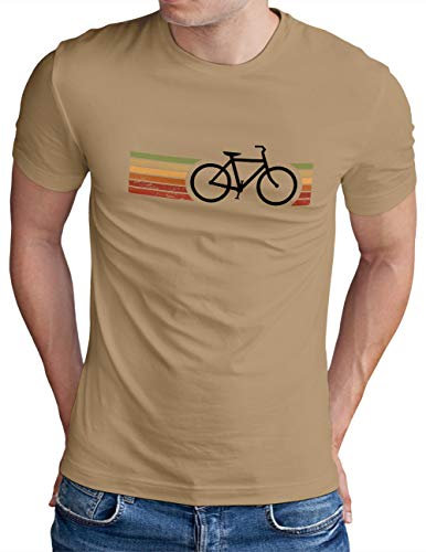 OM3® Retro Bicycle T-Shirt - Herren - Cycling Cyclist Biking Fahrrad Radfahrer - Khaki, XL
