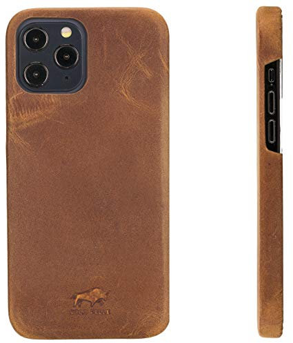 Solo Pelle Lederhülle für das Apple iPhone 12 Mini in 5.4 Zoll Princeton Case Leder Hülle Ledertasche Backcover aus echtem Leder (Camel Braun)