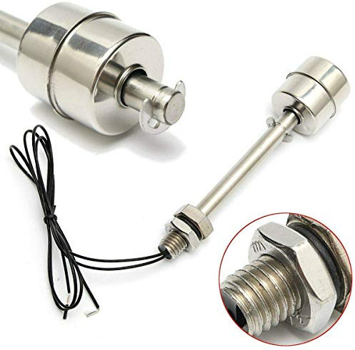 Interruttore a galleggiante verticale con sensore di controllero del livello acqua per uso elettrico, drenaggio, allarme, acciaio inossidabile, argento