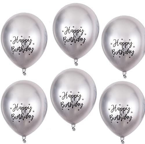 Happy Birthday Silber Metallic Luftballons,20 Silber Luftballons Metallic Deko zum Geburtstag Party Kindergeburtstag Happy Birthday Dekoration