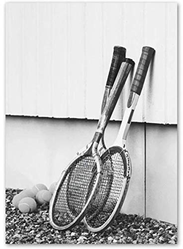 WTCYZYQ Schwarz Weiß Vintage Poster Tennis Wand Gemäldedruck Leinwand Bild Dekor Bild FüR Wohnzimmer Kunstdruck Auf Leinwand 40×50cm Rahmenlos