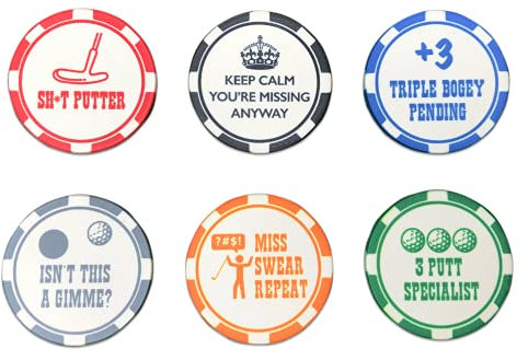 HORRIBLE BALLS Funny Golf Ball Marker Set Poker Chip Edition - Great Novelty Golf Gift For A Bad Putter