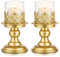 Sziqiqi Modern Kerzenständer Kerzenhalter für Stumpenkerzen - Gold Metall Kerzenständer Kerzenleuchter Kerzen Ständer für Tischdeko Wohnzimmer Esstisch Hochzeit Couchtisch Beistelltisch Weihnachten