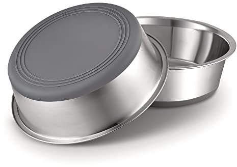 PEGGY11 Cuencos de Acero Inoxidable para Perros y Gatos, Antideslizantes, Parte Inferior de Goma, Grado Alimenticio, Sin BPA, Aptos para Lavavajillas, Fáciles de Limpiar, 480ML, 2 Paquetes