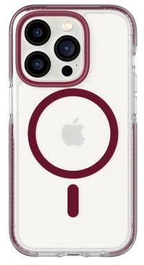 tech21 iPhone 14 Pro Evo Crystal Compatible with MagSafe – Shock-Absorbing & Scratch-Resistant Clear Phone Case with 16ft FlexShock Multi-Drop Protection, Clear/Burgundy