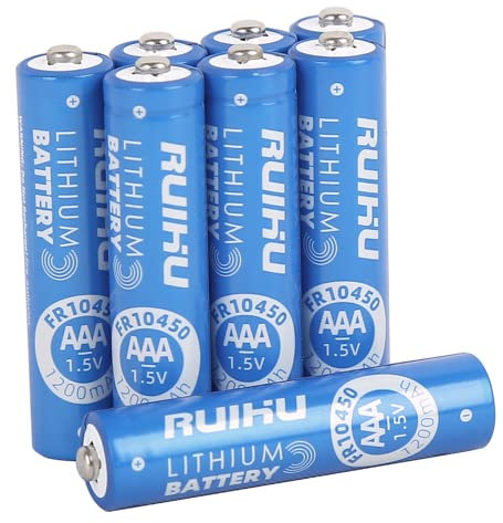 RUIHU Baterías de litio AAA, paquete de 8 baterías de hierro de litio triple A, baterías de litio AAA de 1.5 V 1200 mAh de larga duración, no recargables (litio AAA-8 piezas)