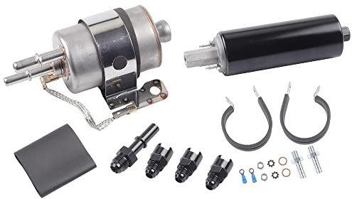 Dasbecan GSL392 Inline Fuel Pump and Fuel Filter Regulator External 255LPH Fuel Pump Fits LS Swap Fuel Filter Regulator EFI Fuel Pump Kit Returnless 6AN Engine Replaces GSL392-400-939 400-939