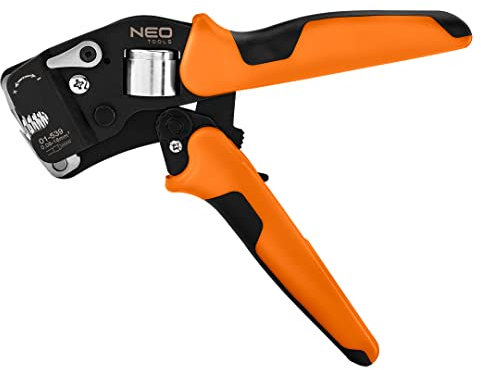 NEO TOOLS Crimpzange zum Verpressen von Aderendhülsen, CRV-Stahl, Länge 230mm, selbsteinstellend 0,08-16 mm2, AWG 26-5, 2-Komponenten-Griff TPR+ABS, Größe Handgetriebe, Kabelendverschraubung