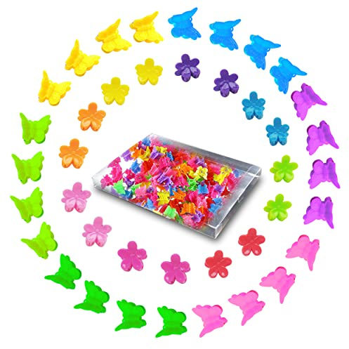 100 Pezzi Fermagli per Capelli a Farfalla, Simpatico Fermagli per Capelli a Forma Di Fiore, Mini Piccoli Mollette Capelli a Farfalla Antiscivolo Pinze Donna Mollette Capelli Bambinaper Bambini Donne