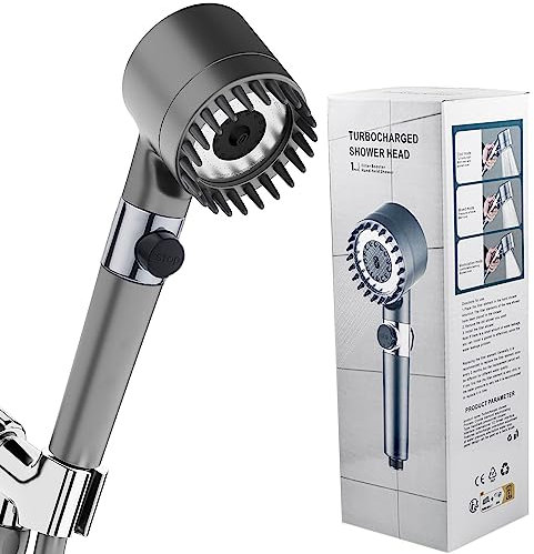 Duschkopf Handbrause, Duschkopf Druckerhöhend Wassersparender, Sparduschkopf EcoSmart, Duschbrause, 3 Strahlarten, Ein-Schlüssel Wasserstand Stoppen