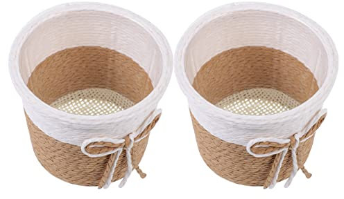 YARNOW 8 Pièces Panier De Fleurs Pots De Fleurs pour Plantes D'intérieur Panier en Paille Tressée Panier à Plantes en Rotin Cache-Pot en Rotin Fleurs Séchées Plante en Pot Corde De Papier