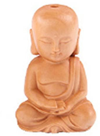 Estatua de Buda de madera de boj chino tallada pequeño monje figuritas, figuras de monje pequeño tallado de boj de Buda vintage (3)
