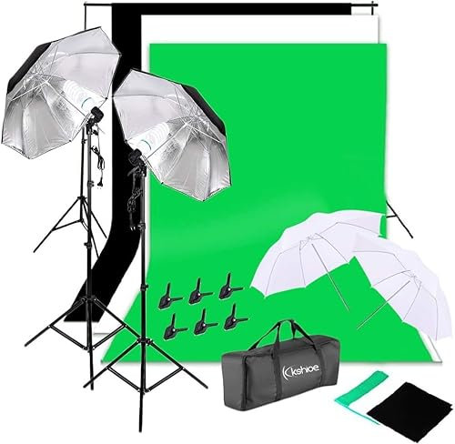 LEADZM Hintergrund Fotostudio Set, Greenscreen Set 2Mx3M Fotoschirm Fotoleinwand Fotografie Lampenstativ Greenscreen mit 135W LED Fotolampe