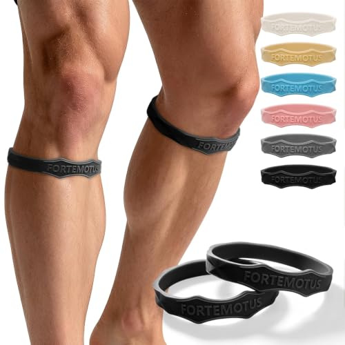 FORTEMOTUS Patellasehnenbandage 2 Stück, Patella Band für Damen und Männer, Hochelastischer Kein Verrutschen Patella Kniebandage bei Lindert Schmerzen für Sport, Laufen, Schwarz, S&M