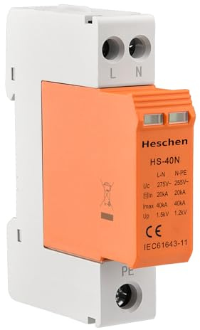 Heschen Überspannungsschutzgerät SPD, HS-40N, 275VAC 20KA, 1+NPE, feuerfest, Niederspannungsableiter, 35mm DIN-Schienenmontage