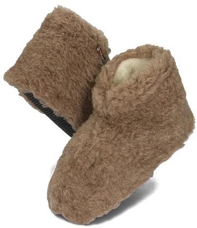 BeComfy Warme Hausschuhe Damen Herren Hüttenschuhe aus Schafwolle Niedriges Wollhausschuhe Unisex 36-46 EU (Braun, EU Schuhgrößensystem, Erwachsene, Numerisch, M, 45)