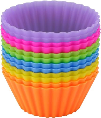 ACTIUSIS Muffinform Silikon,Backform Silikon,Wiederverwendbare Muffinförmchen, Verwendung in Kuchen, Pudding, Sahne,6 Farben, 12 Stück
