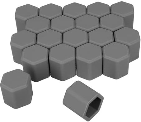 kwmobile 20x Abdeckung für 17 mm Radmuttern Auto Rad Schraube - Radschrauben Cover - Mutter Kappen in Grau