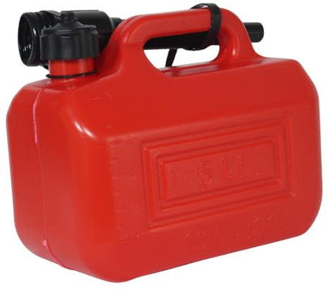 KEROPPA Garrafa Multiusos 5 Litros, Garrafa para Gasolina, Con Manguera, Mango Superior, Cierre Anti Fugas, Para Transportar en Coche o Moto