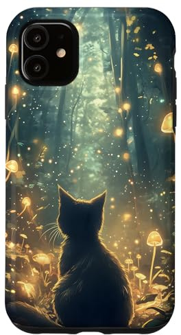 Mystischer Katzen-Zauberwald Hülle für iPhone 11