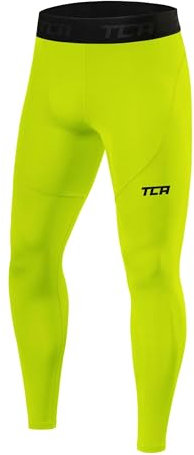 TCA Men Pro Performance Compression Leggings Thermal Base Layer Tights - Lime Punch, S