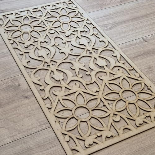 Floral French Design Grate Pattern trellis Pattern Screen Radiator Cabinet wall Decorative Screening-grille- Perforated MDF panel (1200x600mm) 0185 (3mm Plain MDF, 120cm by 60cm)