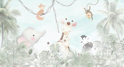 Fototapete Panorama Kinder - Dschungeltiere 3617680888599 - Breite 195 cm x Höhe 106 cm