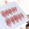 Pure Handmade Nails Press on Nail Reusable Fake Nails Short Long Medium Stick on Nails French Tip False Nails 10pcs with Jelly Adhesive Tabs File Storage Box (Q051 M)