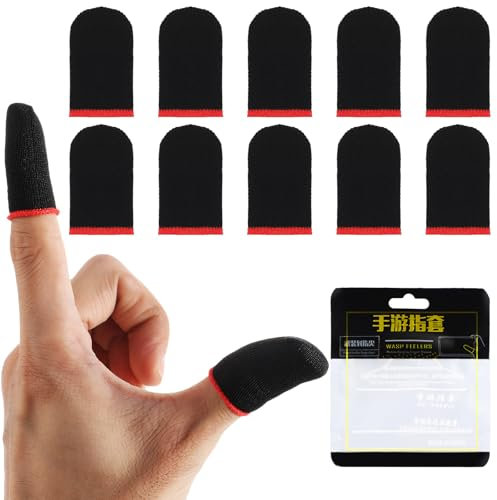 YUXIANLB 10 Stück Mobile Gaming Finger Sleeves Anti-Schweiß Game Controller Finger Daumen Sleeve Supraleitende Nanofasern Sleeves Atmungsaktive Fingerabdeckungen Touchscreen Gaming Handschuhe