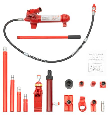 SZXBCLL 15PCs Portable Power Kit Hydraulic Ram with Pump, Auto Body Frame Repair Kit 5 FT Oil Hose Hydraulic Jack with Case, 6 Ton Capacity