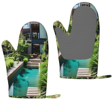 Urban Oasis - Guanti da forno in silicone, resistenti al calore, con silicone antiscivolo, per cottura, grigliate e barbecue, facili da pulire e impermeabili