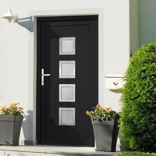 Haustür Anthrazit 98x208 cm PVC, Xichuzi Zimmertür, Eingangstür, Innentüren, Wohnungstür, Nebeneingangstür - 1 x Tür,1 x Handgriff-Set,1 x Schlüsselsatz,1 x Dichtungsband,1 x Montagesatz