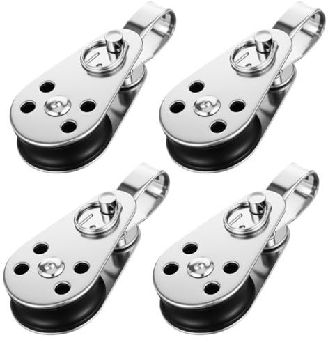 SynHHergyx 4 Stück Umlenkrollen Für Seile, Klein Geeignet Für Seile Von 2mm Bis 8mm, Umlenkrolles Edelstahl, Seilrolle Umlenkrolle Seilläufer Seilrolle-Umlenkrolle Fürs Segelboote Yachten Schiff