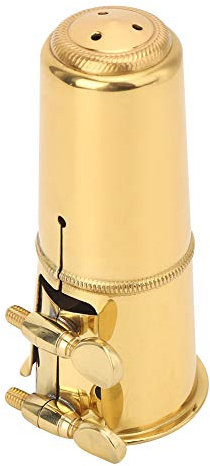 Tenor Saxophone Mouthpiece, Metal Clip Cap Tenor Sax Ligature Golden Musical Instrument Replacement Kit for Tenor Saxophone