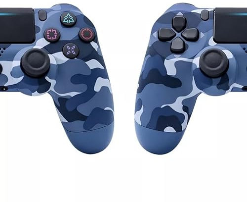 Revinta Wireless Controller für PS4, Kompatibel mit PS4 Slim Pro und PC, Gamepad in Schwarz, Weiß und Rot (Camouflage Blau)