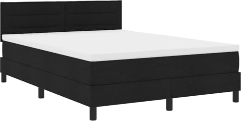 vidaXL Boxspringbett mit Matratze Schwarz 140 x 190 cm Stoff, Moderne Schlafzimmermöbel, verstellbares Kopfteil, langlebige Boxspringbetten, Bequeme Schaumstoffmatratze