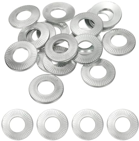 PATIKIL M12x26x1.8mm Flat Washers 20Pcs 65Mn Steel Belleville Spring Disc Washer Conical Knurled Metric Gasket for Automotive Industrial Construction (White Zinc Plating)