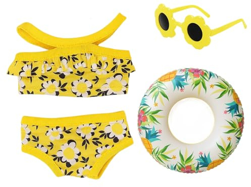 Baby Born Schwimmpuppe, 3-teiliges Gelbes Puppenkleid Set für 18 Zoll Puppen, Sommer Puppenzubehör für kreatives Spiel und Rollenspiele, Mädchen