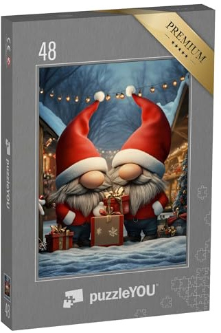 puzzleYOU: Puzzle 48 Teile „Wichtel auf dem Weihnachtsmarkt“