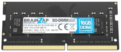 BRAINZAP 16GB DDR4 2133MHz PC4-2133P-SBB-10 SO-DIMM CL15 1Rx8 1.2V Unbuffered Non-ECC RAM Arbeitsspeicher für Notebook Laptop Speichermodul Memory