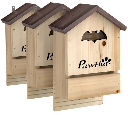 PawHut Fledermauskasten Fledermaushaus für Fledermäuse 21,5 x 11,5 x 34 cm | 3er Set, Aus Tannenholz, Nistkasten, Zum Aufhängen, Für Gärten, Obstplantagen, Bauernhöfe