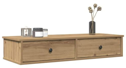 Owoxanthellate 100x37.5x19 cm Oak Floating Shelf with Drawers for Living Room Bedroom Kitchen Over Radiator