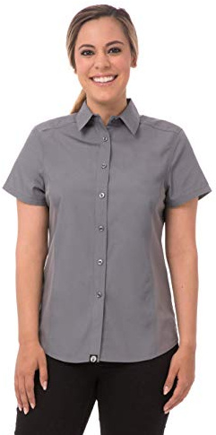 Chef Works B182-M Ladies Cool Vent Chefs Shirt, Medium, Grey
