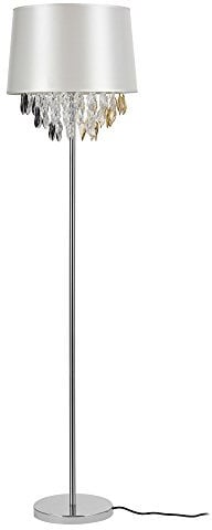 lux.pro Stehleuchte 1 x E27 Stehlampe 165 cm Silber Weiß Kristallbehang Lampe Wohnzimmerlampe Leuchte Standleuchte