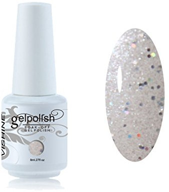 Vishine 8ml Gelpolish Lacquer Shiny Color Soak Off UV LED Gel Nail Polish Manicure Glitter White #1547