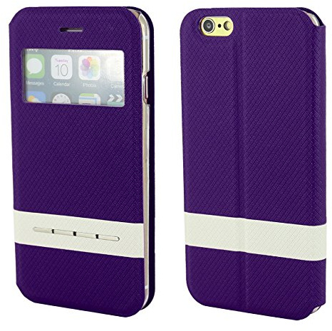 ebestStar - Cover Compatibile con iPhone 6 Plus 6S Plus Custodia Portafoglio Protezione Libro, Flip con Finestra View + Mini Penna +3 Pellicole plastica, Viola