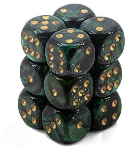 D6 16mm Jade w/Gold (12)